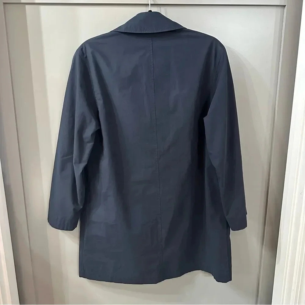 Vintage Burberry Trench Coat Burberrys’ Navy Blue Trench Coat Button Up Size XS - Picture 4 of 8